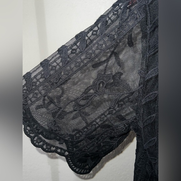 Socialite Black Sheer Lace Romper / Maxi Dress Overlay - Picture 6 of 7